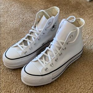 White high top platform converse